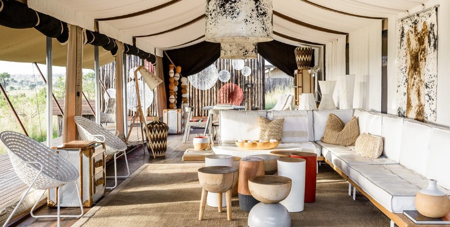 A luxury tented camp on the open plains of the Serengeti, Tanzania