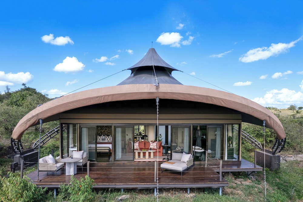 Mahali Mzuri luxury tented suites raised along a ridge in Olare Motorogi Conservancy, Masai Mara